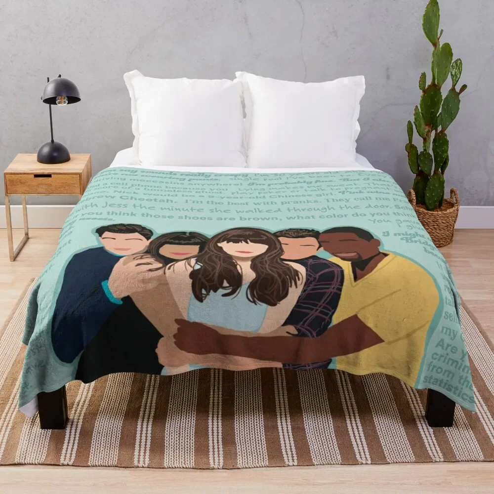 

new girl cast and quotes Throw Blanket Fluffys Large Hairy Warm Plaid on the sofa Blankets