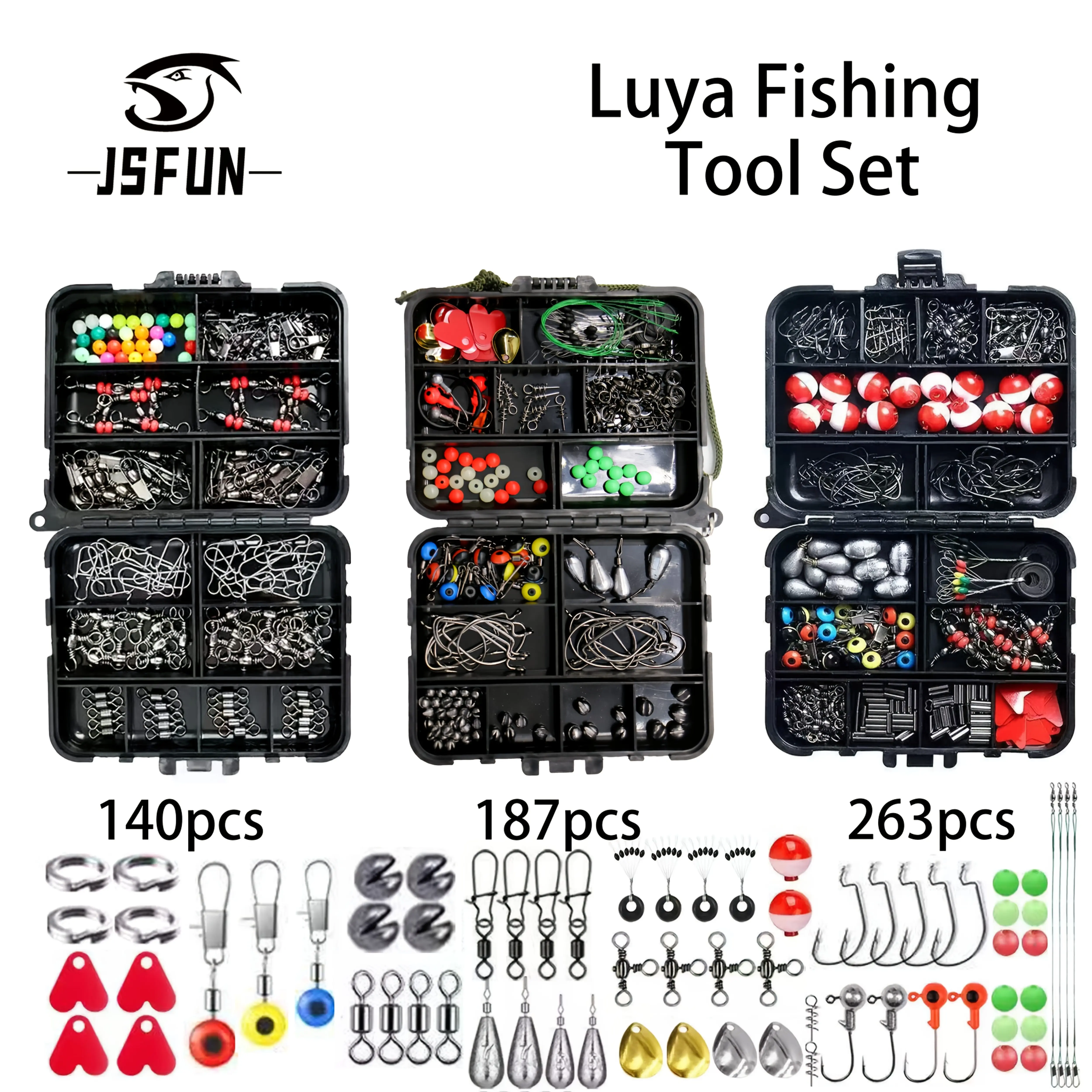 Kit de Ferramentas de Pesca, Conjunto de Acessórios para Iscas, Equipamentos de Pesca para Iniciantes, Chumbadas e Anzóis, Caixa de Pesca Portátil, Kit Completo de Pesca