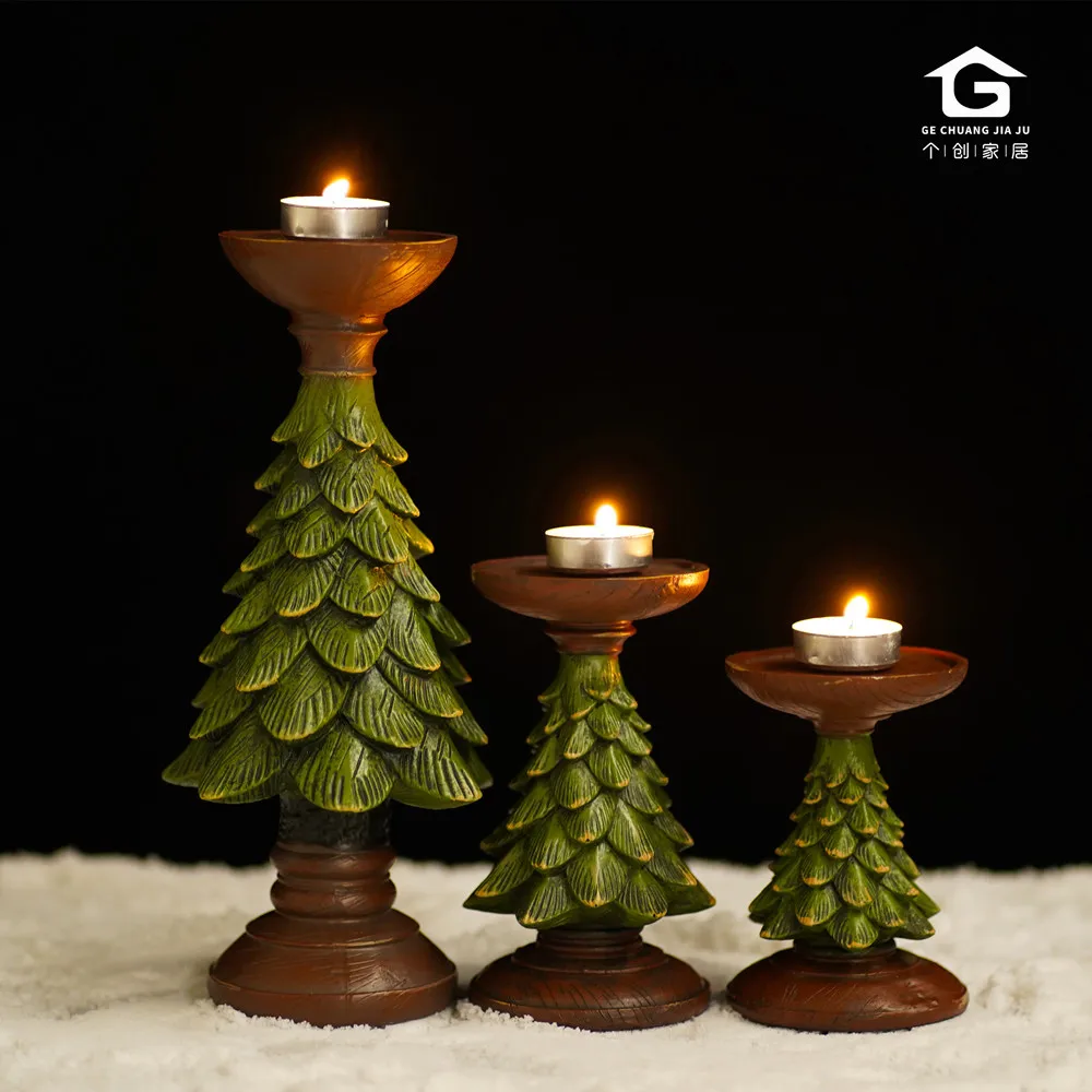 

Christmas Tree Candle Holder - Elegant Resin Tabletop Decor for Holiday Centerpiece, Festive Home & Mantel Decorations