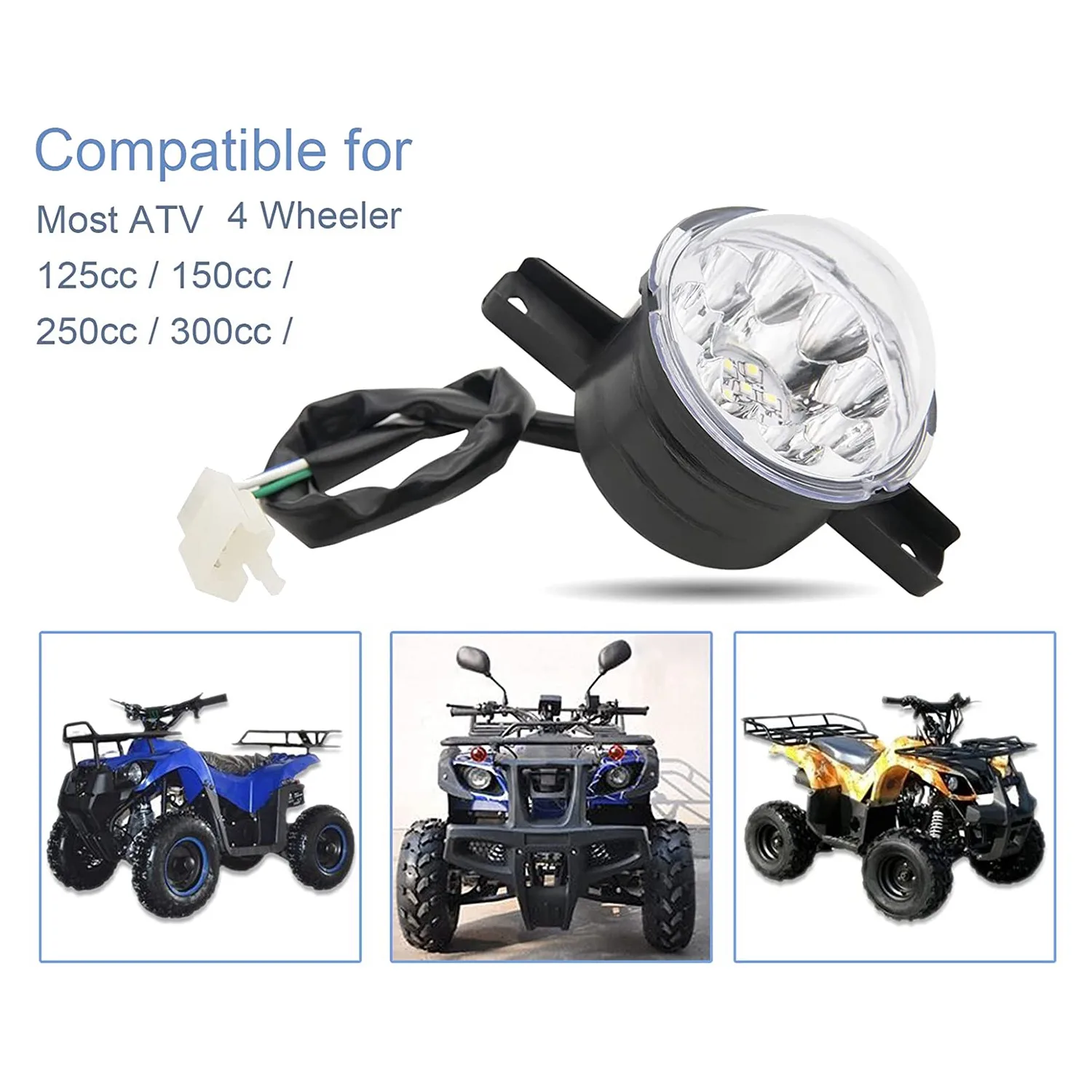 2Pcs 12V LED ATV Front Headlight 125Cc 150Cc 250Cc 300Cc Headlights for Chinese Taotao JCL Baja Yamoto Kazuma