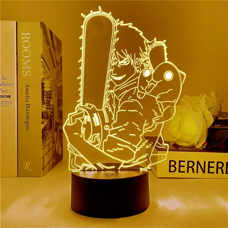 3D Led Night Lamp Anime Chainsaw Man Aki Hayakawa for Bedroom Decor Kids Birthday Gift Student Manga Toys