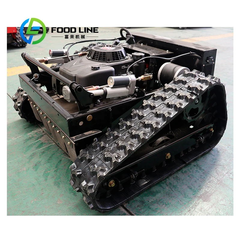 

Индивидуальная черная гусеничная газонокосилка с дистанционным управлением и 4WD для вездеходных косилок небольшого двора