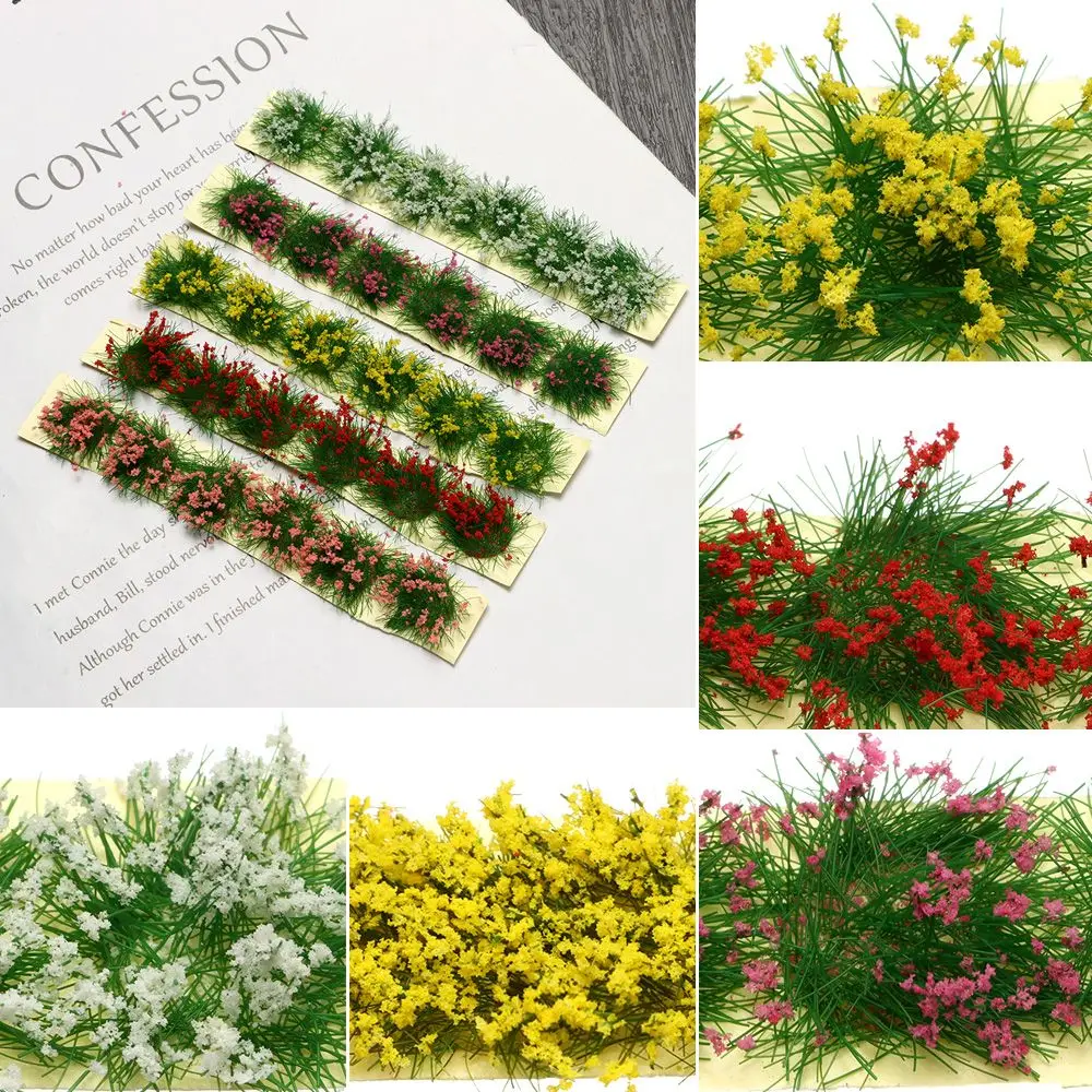 DIY Static Scenery Model Building Layout Flower Cluster Grass Tufts Miniature Garden Decor Landscape Wargame