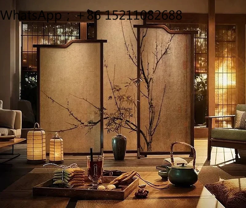 SCY screen solid wood movable partition tea room entrance hotel clubhouse entrance simple