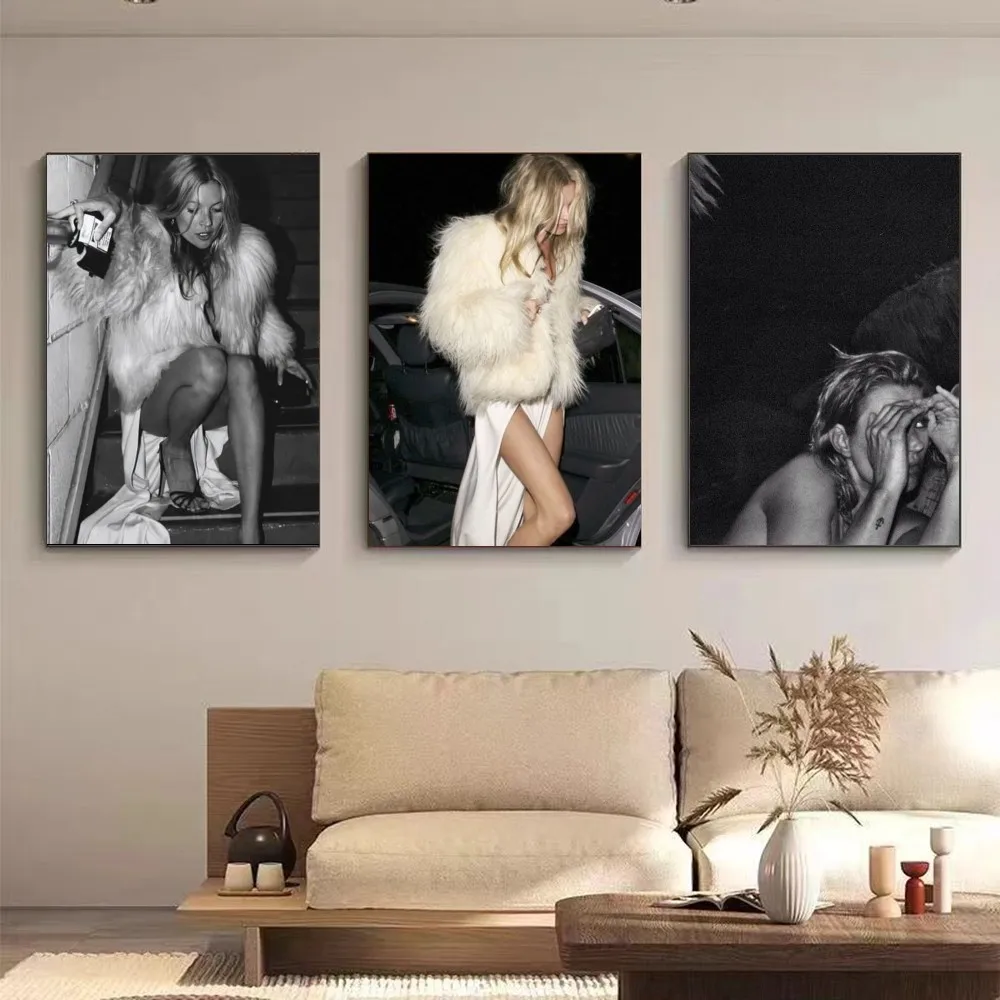 Model K-Kate M-Moss Self-adhesive Art Poster Retro Kraft Paper Sticker DIY Room Bar Cafe Stickers Wall Painting Poster Wall Art