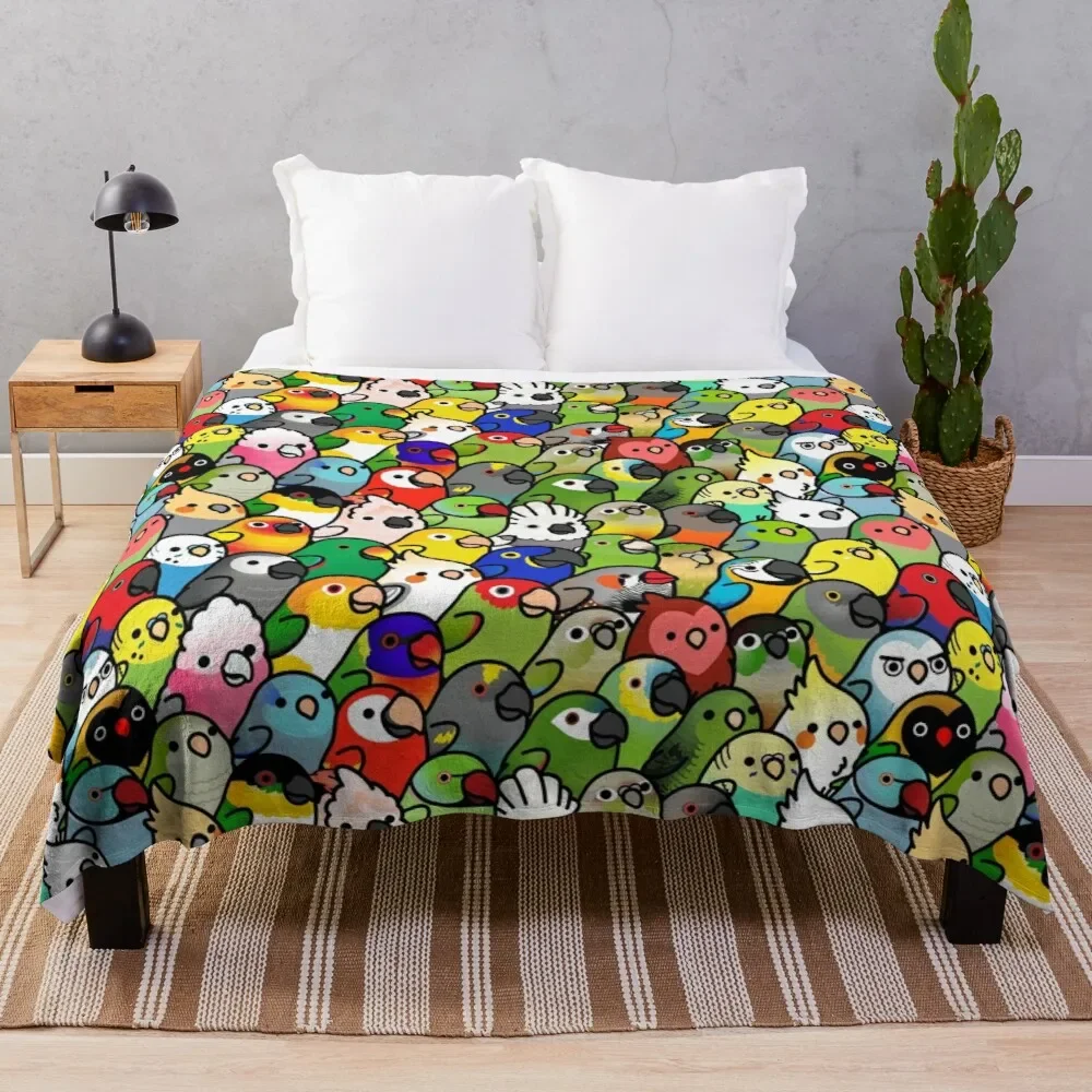 Birds Soft Throw Blanket Everybirdy Pattern Blankets Lightweight Tufted Fuzzy Flannel Fleece Throws Blanket for Bed Sofa Couch