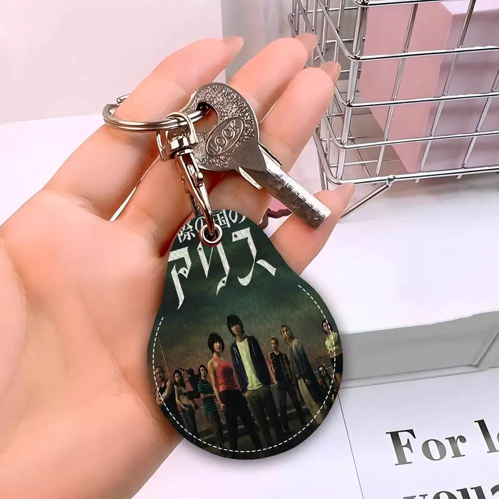 Alice In Borderland Leather Access Card Holder, Water Drop Keychain, Bus Card Elevator Induction Protective Cover