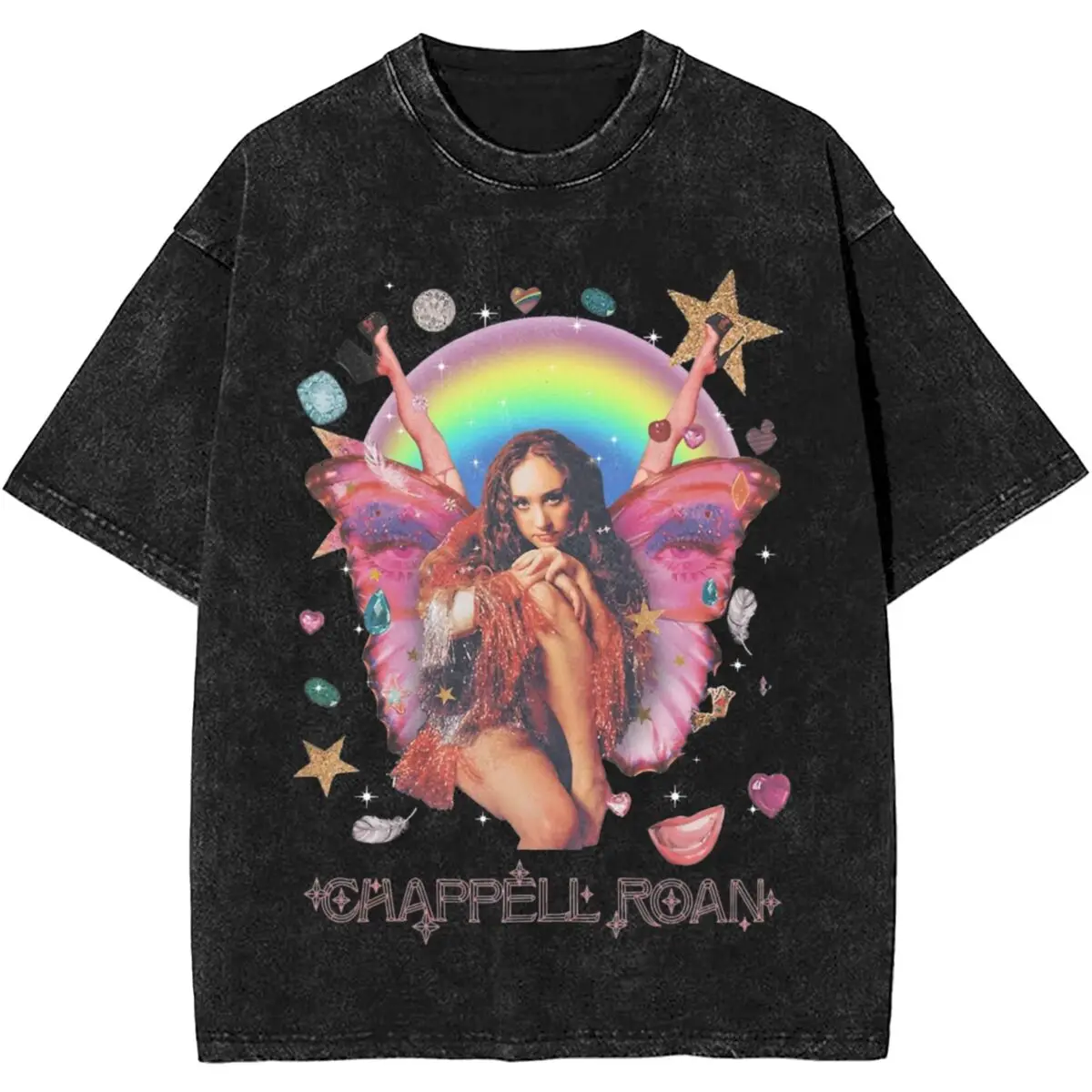 

Printed Chappell Roan Chappell Fairy Washed Shirt Merch Oversize T-Shirt Good Luck Babe Men Women Tees