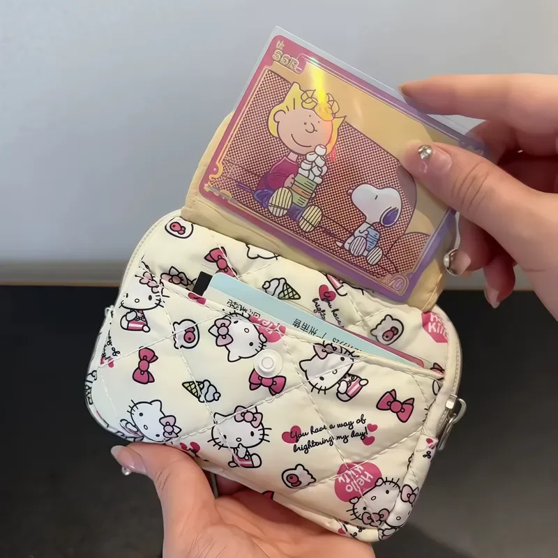 Кошелек Hello Kitty с героями мультфильмов Sanrio, кошелек в стиле аниме, держатель для карт, сумка для хранения Ccd, органайзер для гигиенических салфеток, чехол для макияжа, подарки