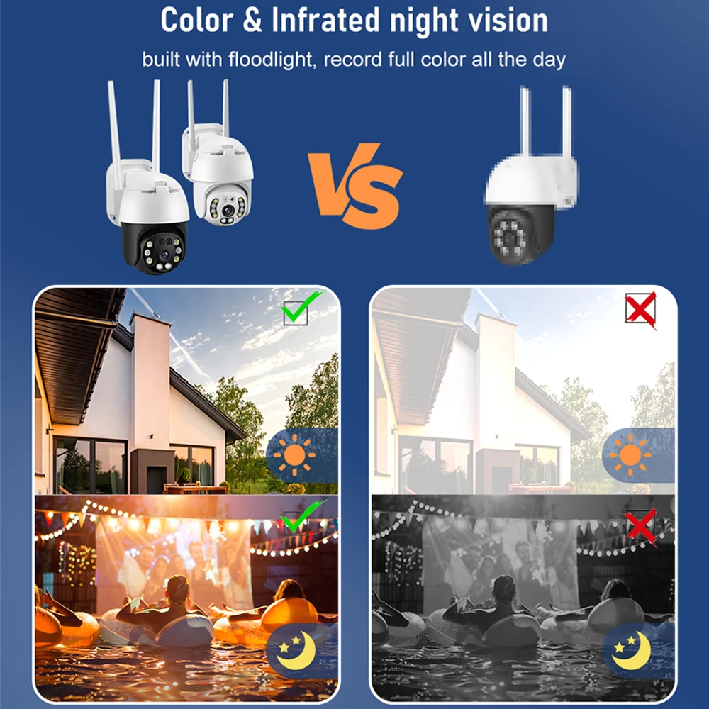 5MP 8MP PTZ WIFI IP Camera Outdoor Full Color Night Vision Video Surveillance AI Human Tracking CCTV Wireless waterproof Securit