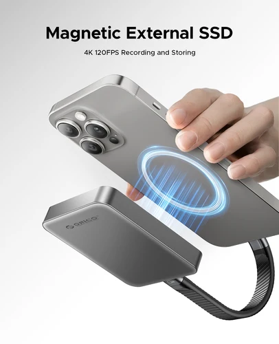 Imagen 2 del producto ORICO SSD externo magnético para iPhone 16 15 Pro/Max ProRes 4K ProRes HDR Record and Store Unidad de estado sólido portátil de 2000 MB/s