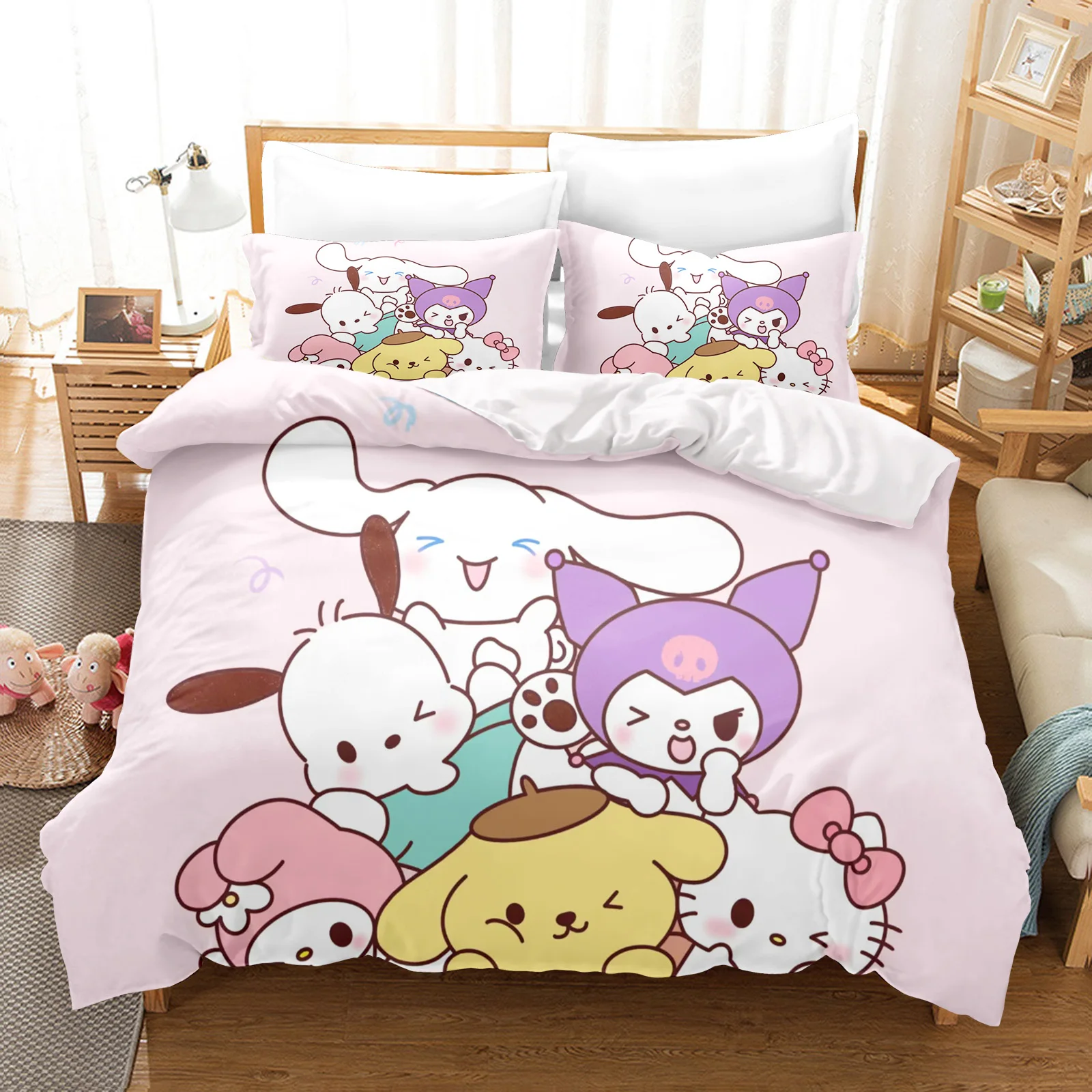 Cinnamoroll 100% Polyester Bedding Set Duvet Cover Children'S Bedding Set Comforter Sets King Size Twin