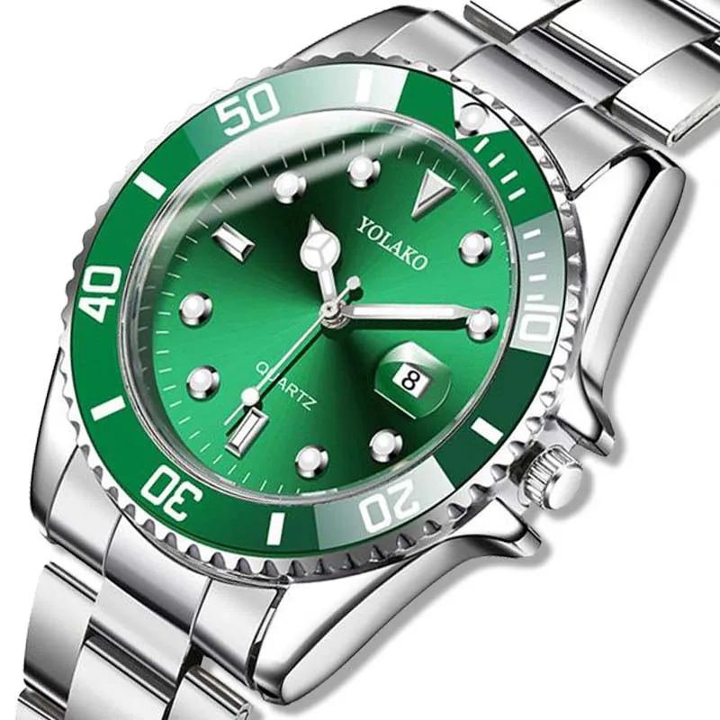 Sell Like Hot Cakes Men Watch Bracelet Fashion Steel Wristwatch Men Quartz Calendar Green Best Selling Products Relogio