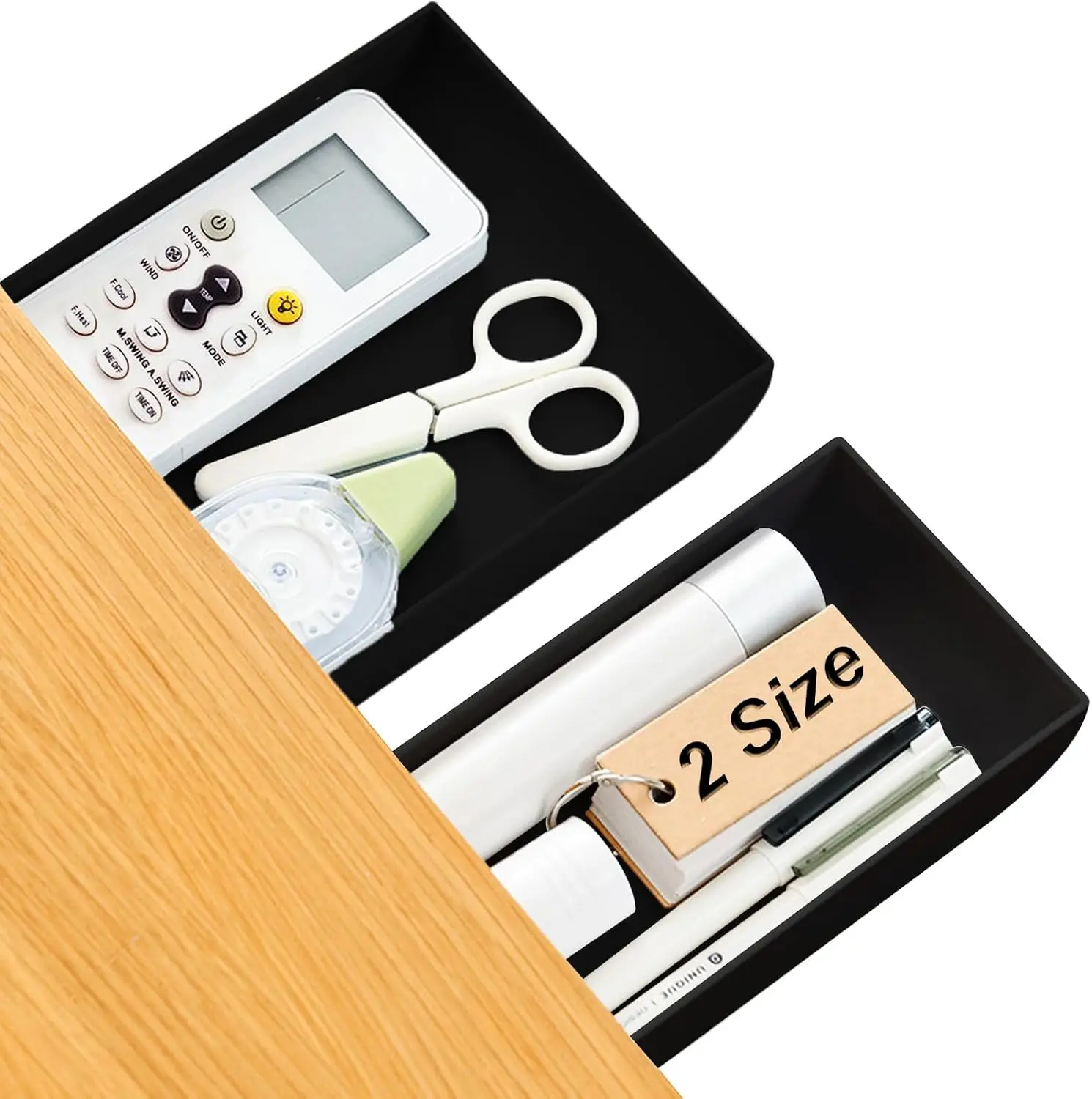 

2 Packs Under Desk Drawer Organizer, Slide Out Drawer Attachment, Plastic Desk Accessories & Workspace Organizers, Self-Adhe