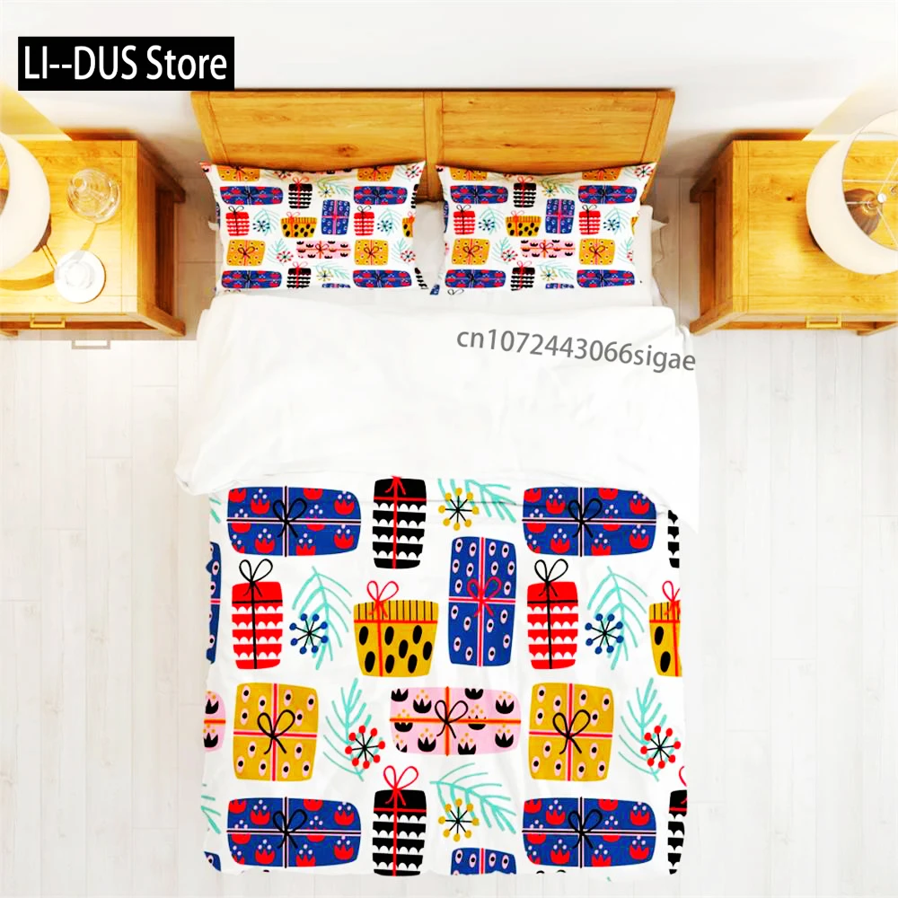 

Gift Pine Needle Christmas Duvet Cover Set, Xmas Holiday Theme Bedding, Yellow Bedding Set, Double Full Queen King Size, Cotton