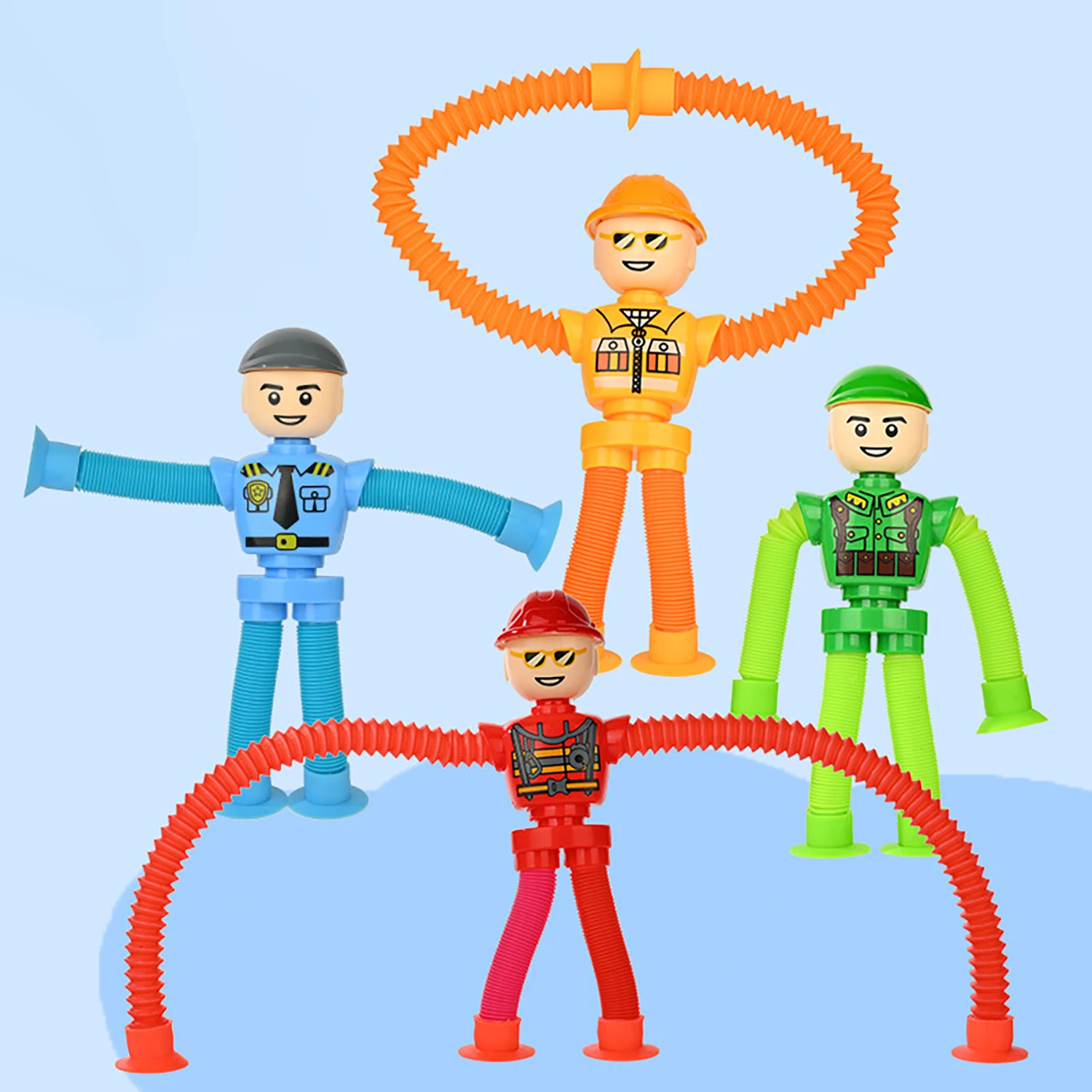 Vielseitiger Roboter-Teleskoprohr, Kinderpuzzle, Dehnen, Cartoon-Saugnapf, interaktive kreative Dekompression für Eltern und Kinder