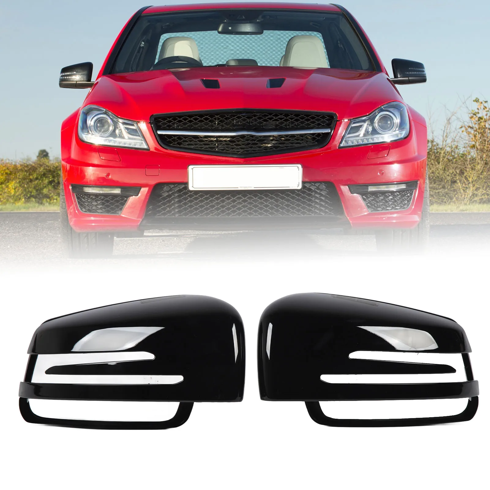 

1 Pair of Rearview Mirror Cover Side Wing Back Up Mirror Cap Fit for Mercedes-Benz C-Class W204 2011-2014 CLS C218 2012-2018