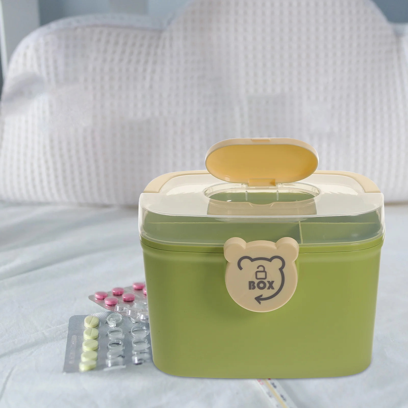 

Аптечка, прозрачный двойной дизайн, эргономичная ручка, детский безопасный органайзер для хранения с защитой от защемления для дома