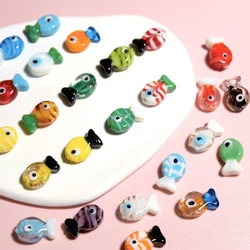 5pcs Handmade Lampwork Fish Shape Beads 20X12mm DIY Loose Murano Glass Bead For Jewelry Making Bracelet Necklace Earring