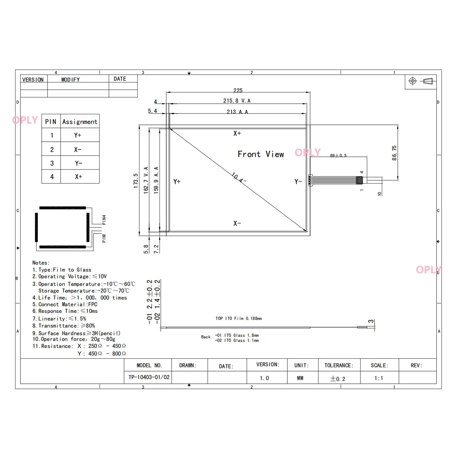 4 Wire 10.4 inch Resistive Touch sensor TP panel screen glass 213*160 MM digitizer for industrial advertising car display 10.4