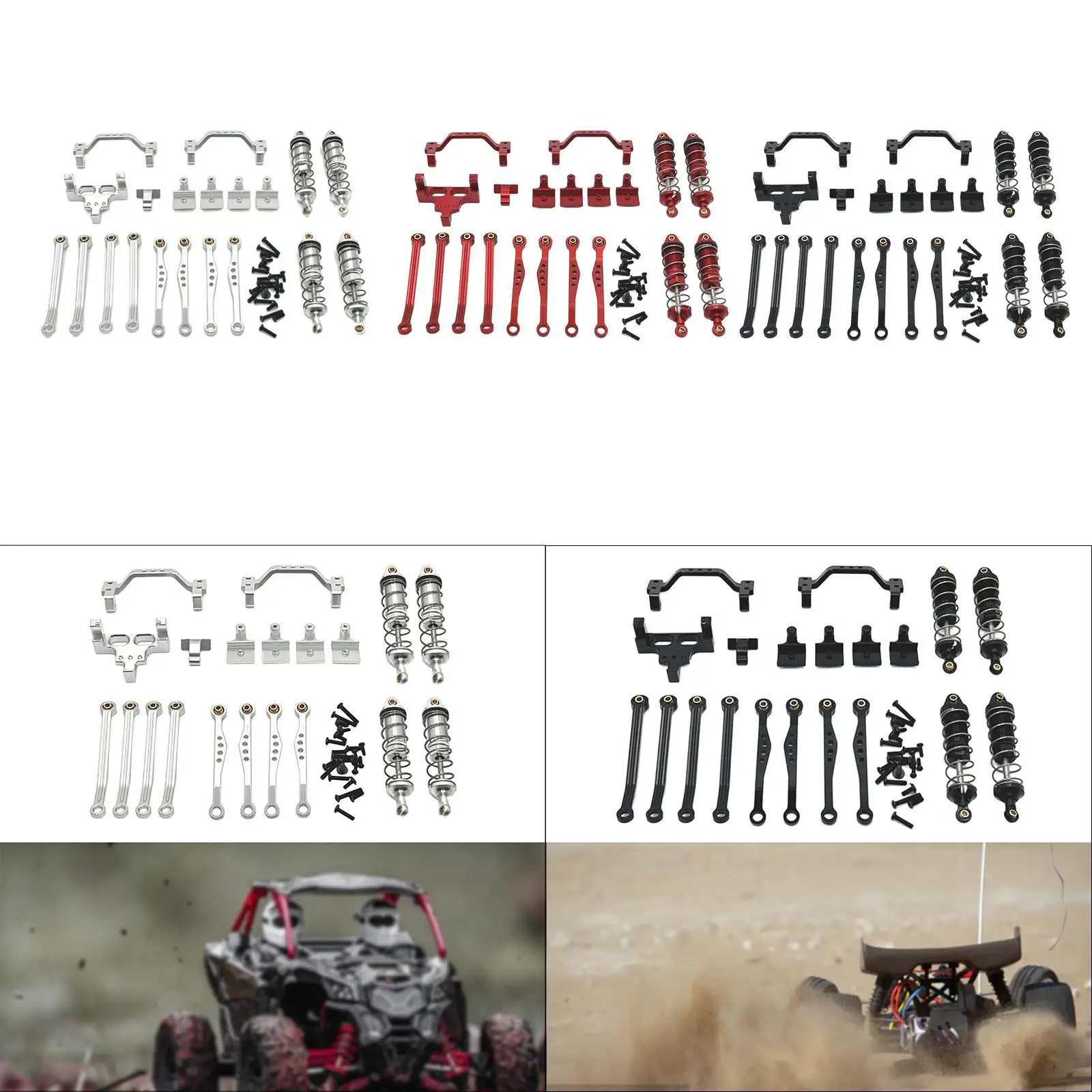 1/16 RC Car Metal Upgrade Kits Front and Rear Shock Brackets Complete Set Replacements Parts RC Car Parts for JA11 Hobby Car