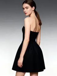 Women A-Line Dresses Elegant Party New Summer Sleeveless Strapless Black Sexy Slim Mini Dresses Casual Streetwear Fashion Dress