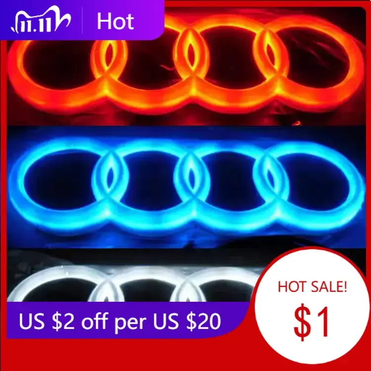 

2025 Hot 249 273 285mm Audi Car LED Front Grille Logo Lamp Static Light For AUDI A3 A4 A5 A6 A7 A8 S3 S4 S5 S6 S7 Q3 Q5 Q7 TT SQ