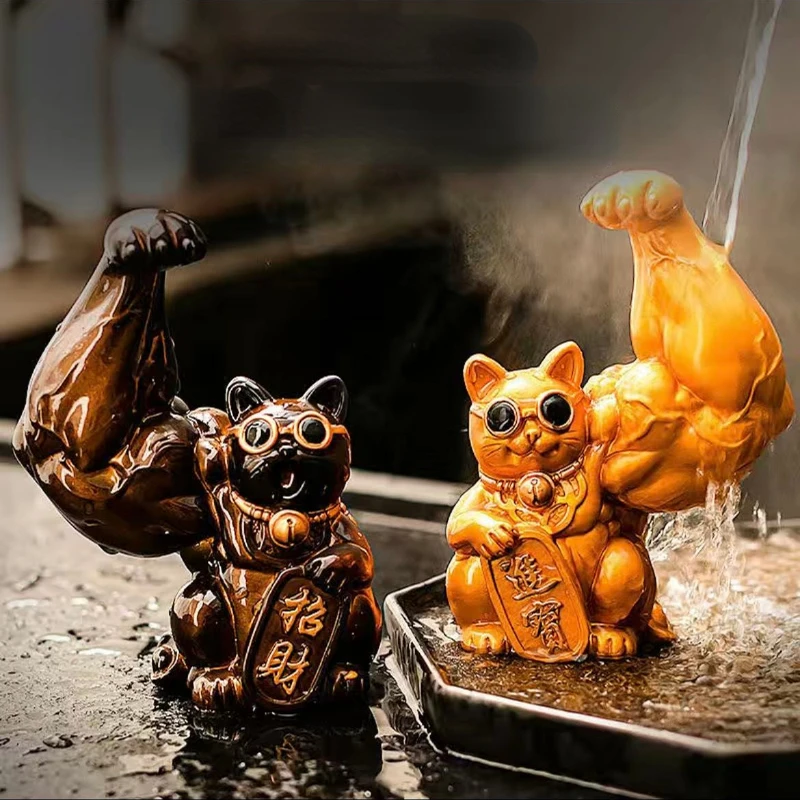 Giant Arm Lucky Cat Color Changing Tea Pet Creative Resin Tea Cup Home Decor Lucky Cat Ornament Changes Color When Hot Water