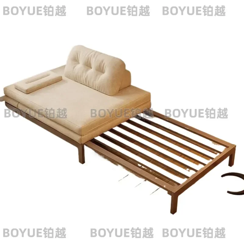 Solid Wood Sofa Bed Folding Convertible Sleeper for Small Apartment Living Room Bedroom Study Multifunctional Pull Out Couch