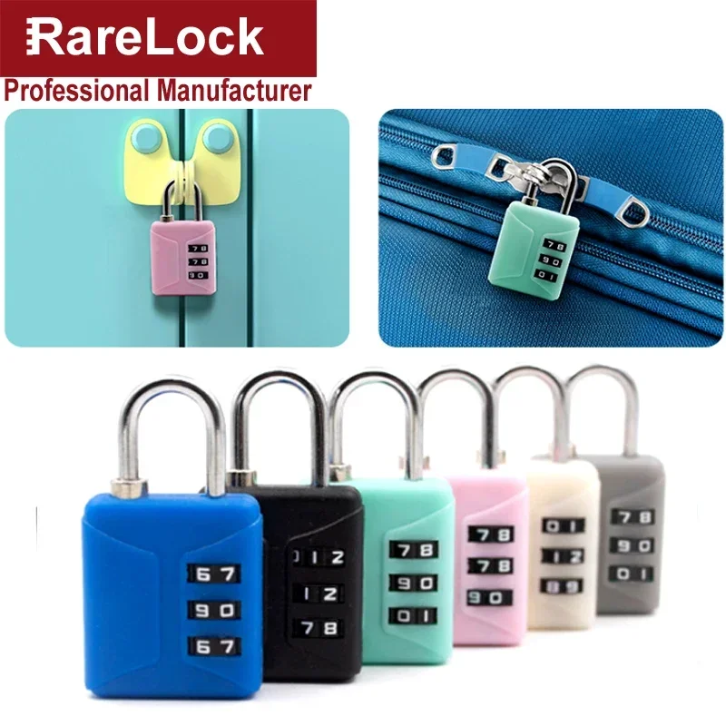 Colorful Mini Combination Padlock 3 Digital Password Lock for Bag Cabinet Box Game Luggage Cases Fitness Center Rarelock MX10 G1