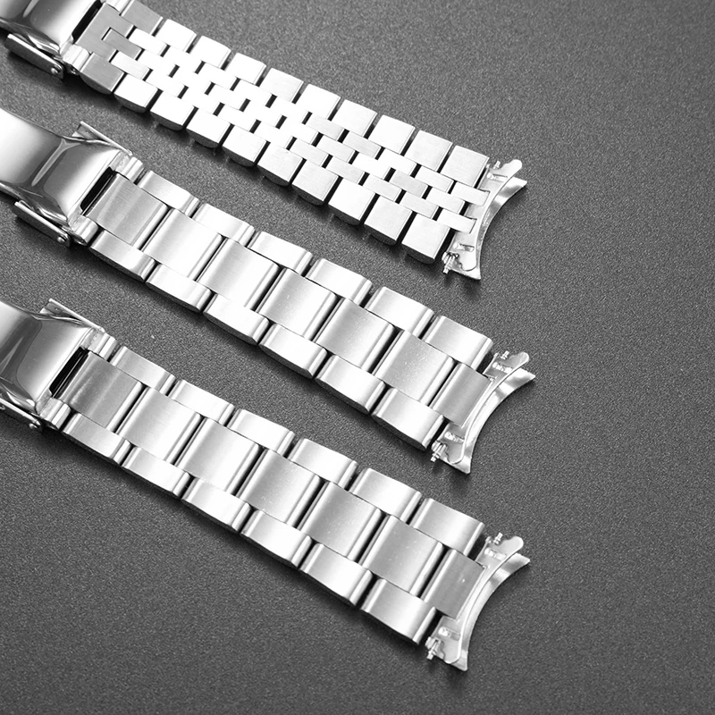 19 mm gebogenes Ende gebürstetes Armband für SEIKO Skx5 Sxns80 Snxs79 Snxs77k Edelstahl Jubilee Oyster Middle Bright Uhrenarmband