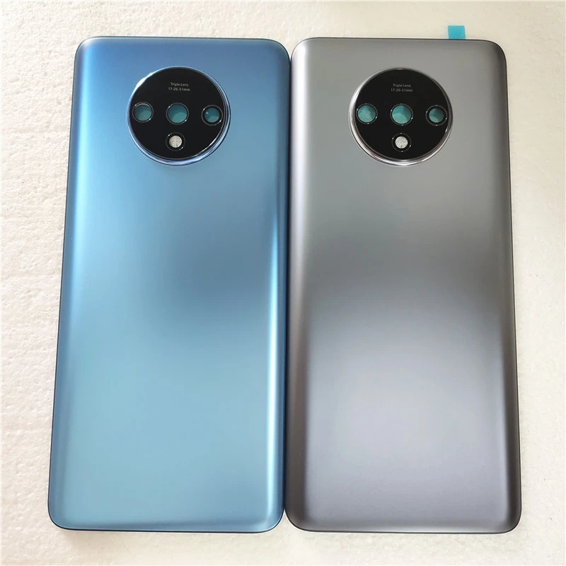 Penutup kaca belakang baru untuk OnePlus 7T casing baterai pengganti pintu belakang, penutup perumahan belakang dengan lensa kamera