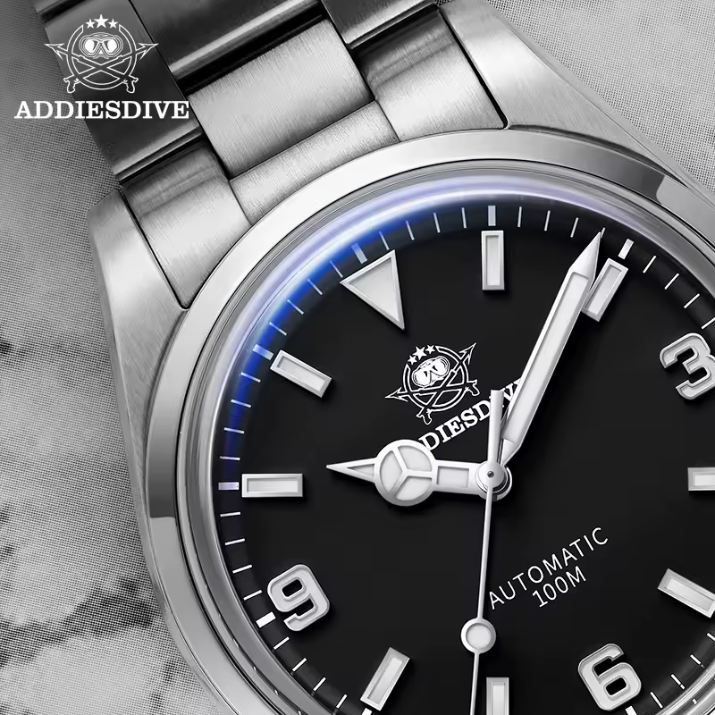 Addiesdive ad2112 relógio masculino cristal de safira 10bar à prova dwaterproof água nh35 relógios mecânicos automáticos relogios masculino