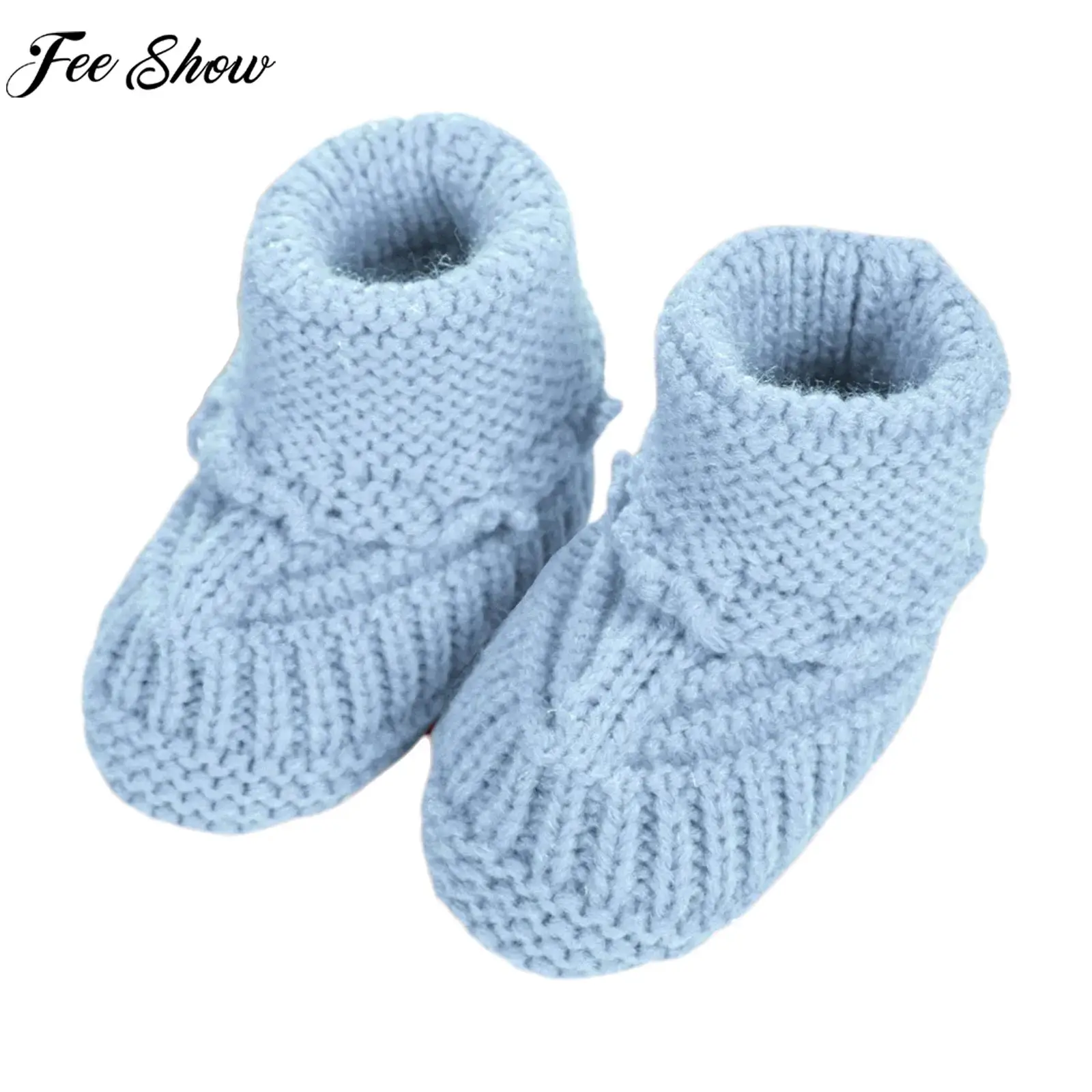 

0-12M Baby Boys Girls Winter Warm Knitted Socks Soft Breathable Crochet Indoor Outdoor Walking Socks Holiday Baptism Party Gift