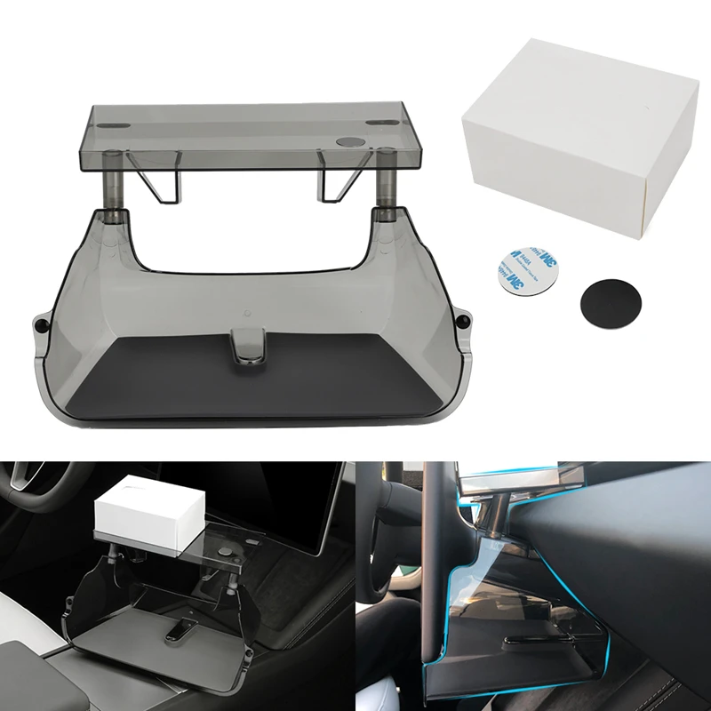 For Tesla Model 3 Highland 2024 Center Console Organizer Tray Magnetic Under Screen Storage Box Dashboard Tissue Holder Glovebox