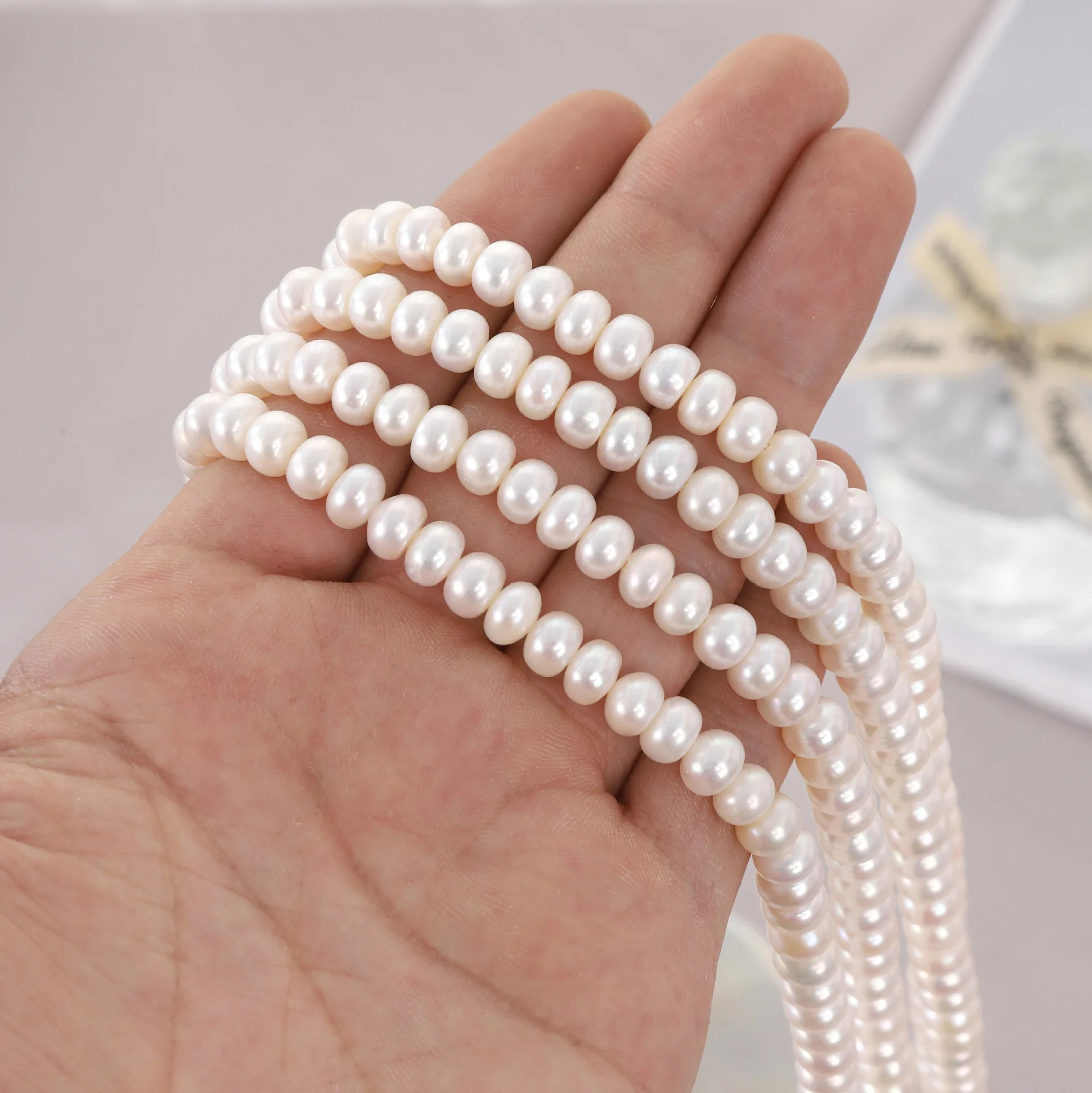 AAAA 7-8mm High-Quality High-Lustre Bread-Shaped Natural Freshwater Pearls Loose Beads for Jewelry Making DIY Necklace Bracelet