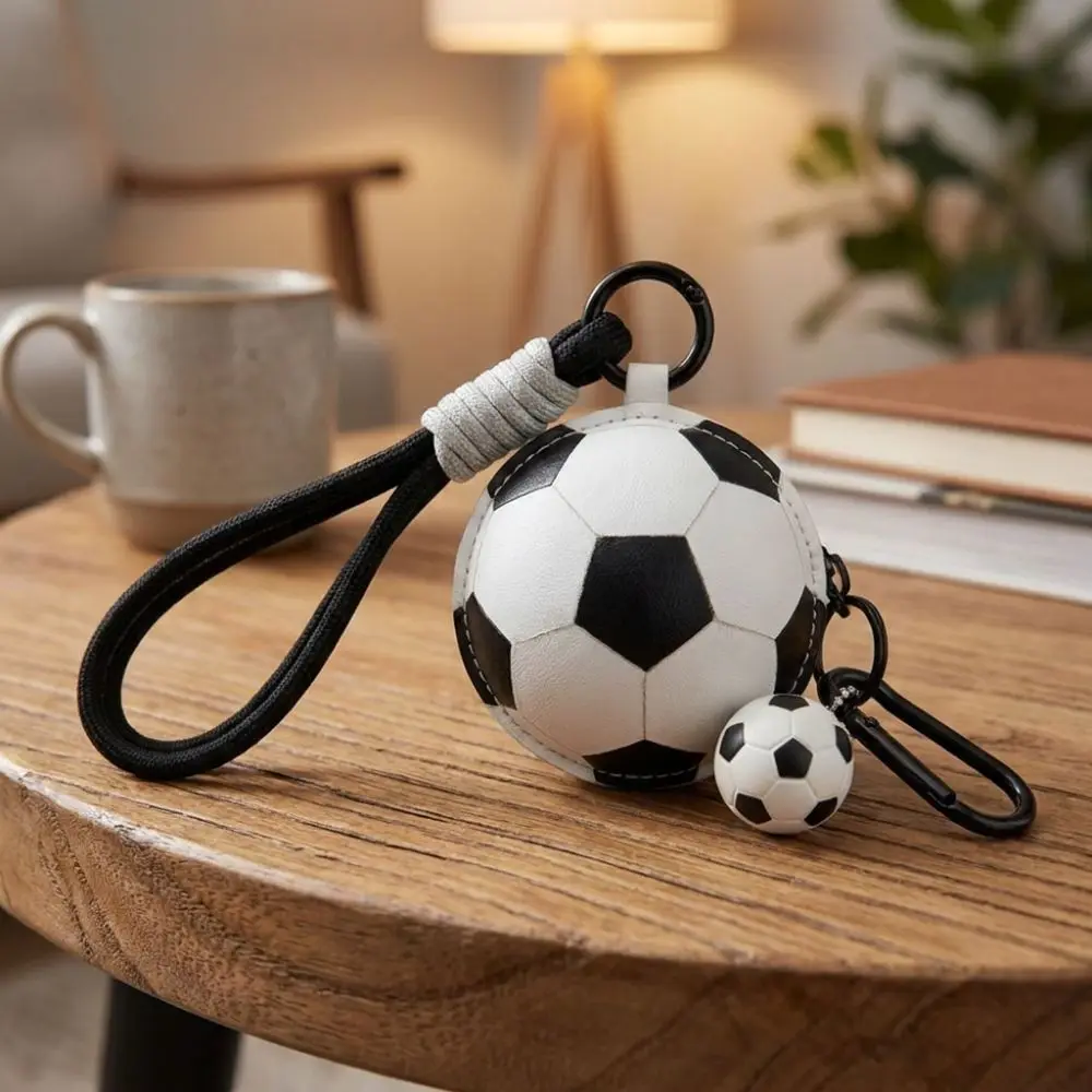 Cartoon Soccer Leather Keychain Sports Ornament PU Leather Sports Ball Keychain Wear-resistant Non-fading Bag Hanging Pendant