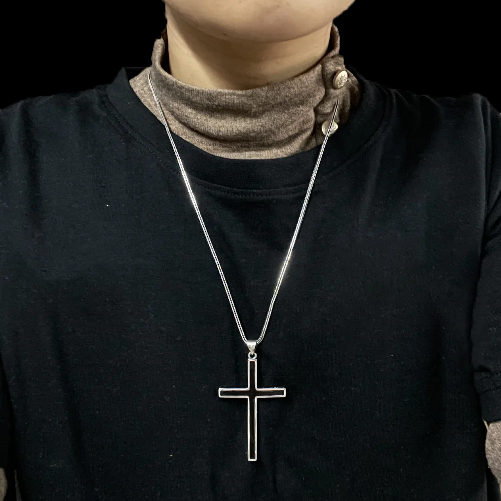 Real Solid 925 Sterling Silver Crosses For Men Christian Black Jesus Pendant Couples Women Lovers Fine Jewelry