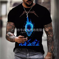 Summer Hot Sale Of The Season Men's Oversize T-Shirt Skeleton Print Casual Short Sleeve Streetwear Hip Hop 3D Print Crew Neck To