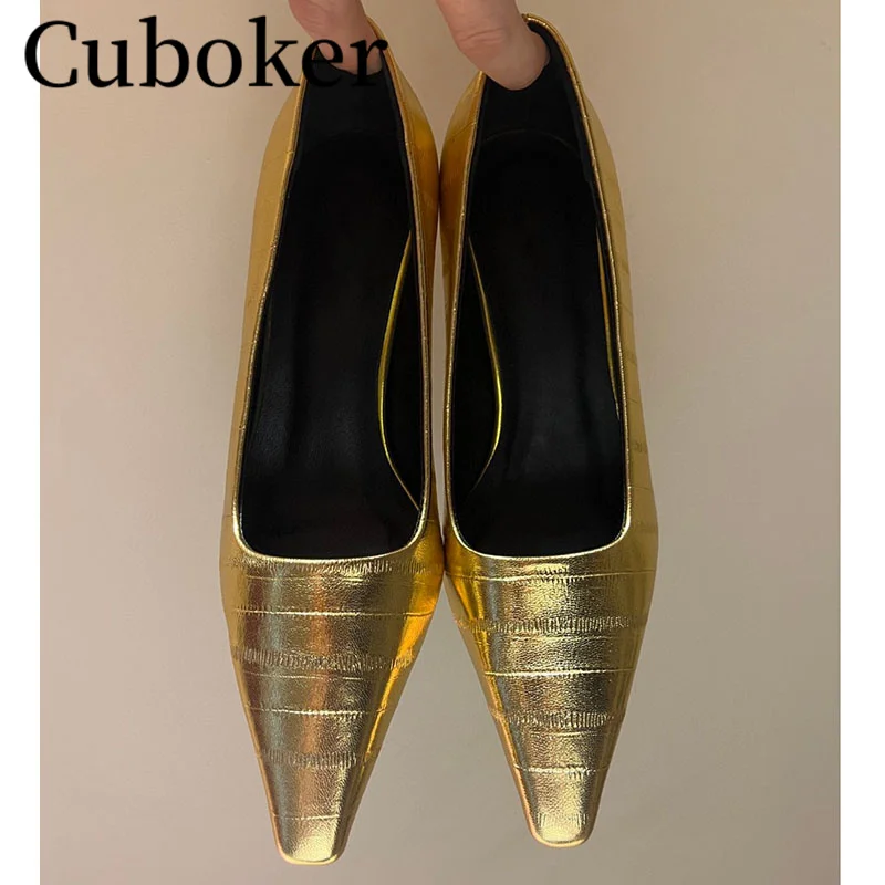 

Designer Brand Pointed Toe Women Pumps Female Slip On Cover heel Leather Shoes Runway Party Dress Shoes Summer Women Shoes