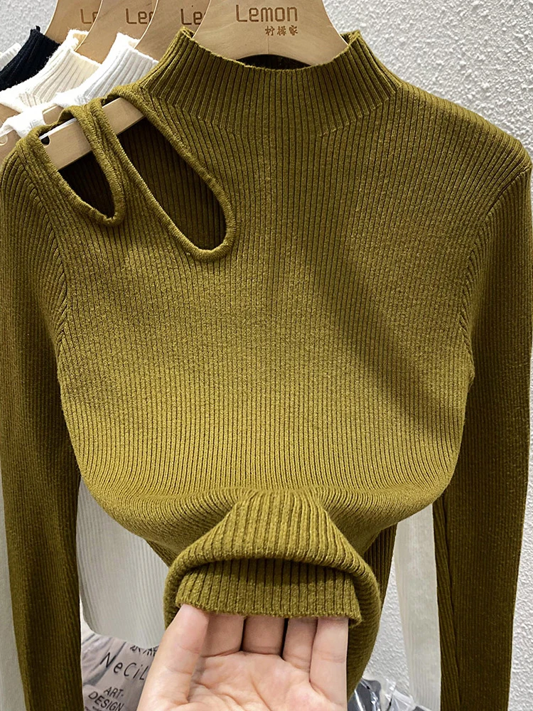 Autumn Winter Sexy Hollow Out Women Sweaters Tops Slim Vintage Jumper Soft Warm Pull Female Casual Pullover Knitted Sweater