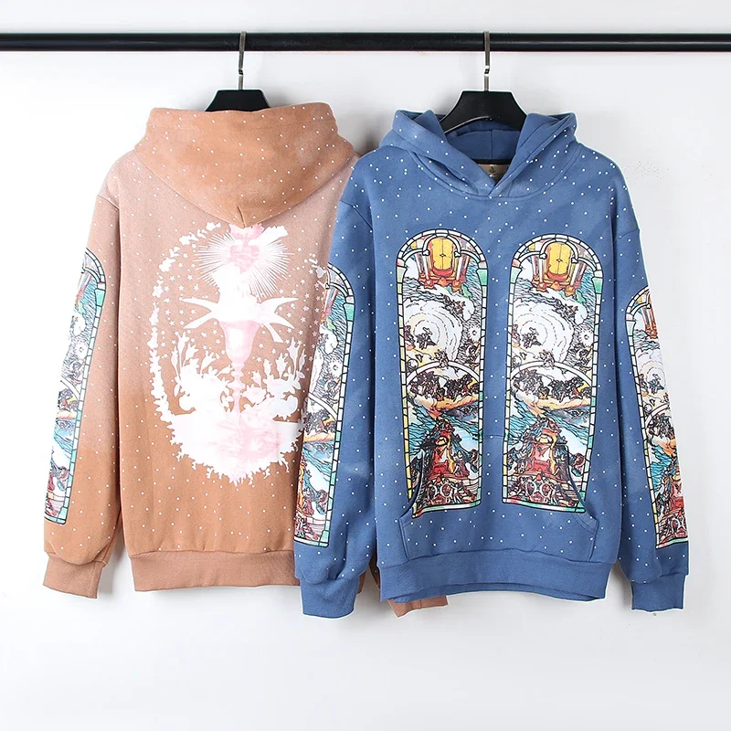 

Vintage Oil Painted Pullover Fleece Hoodies for Men and Women High Street Oversized Hooded Sweatshirts Baggy Sudadera