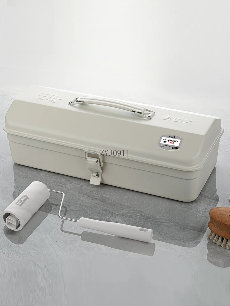 Cassetta degli attrezzi bianca per la casa, scatola di ferro, riparazione hardware per auto portatile