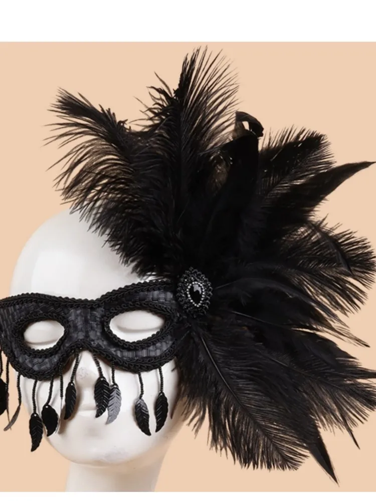 Masque pour les yeux Sexy plume eau diamant gland vénitien mascarade bal Halloween fête déguisement accessoires de déguisement dame masque facial