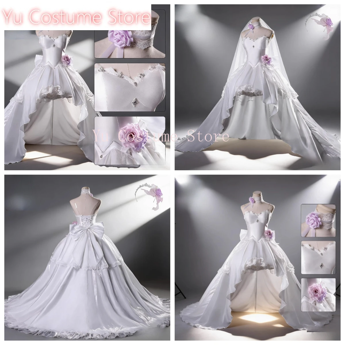 

Tokisaki Kurumi Wedding Bride Cosplay Anime Dress Luxury Lace Gown Anniversary Celebration Dreamy Photography Romantic Set