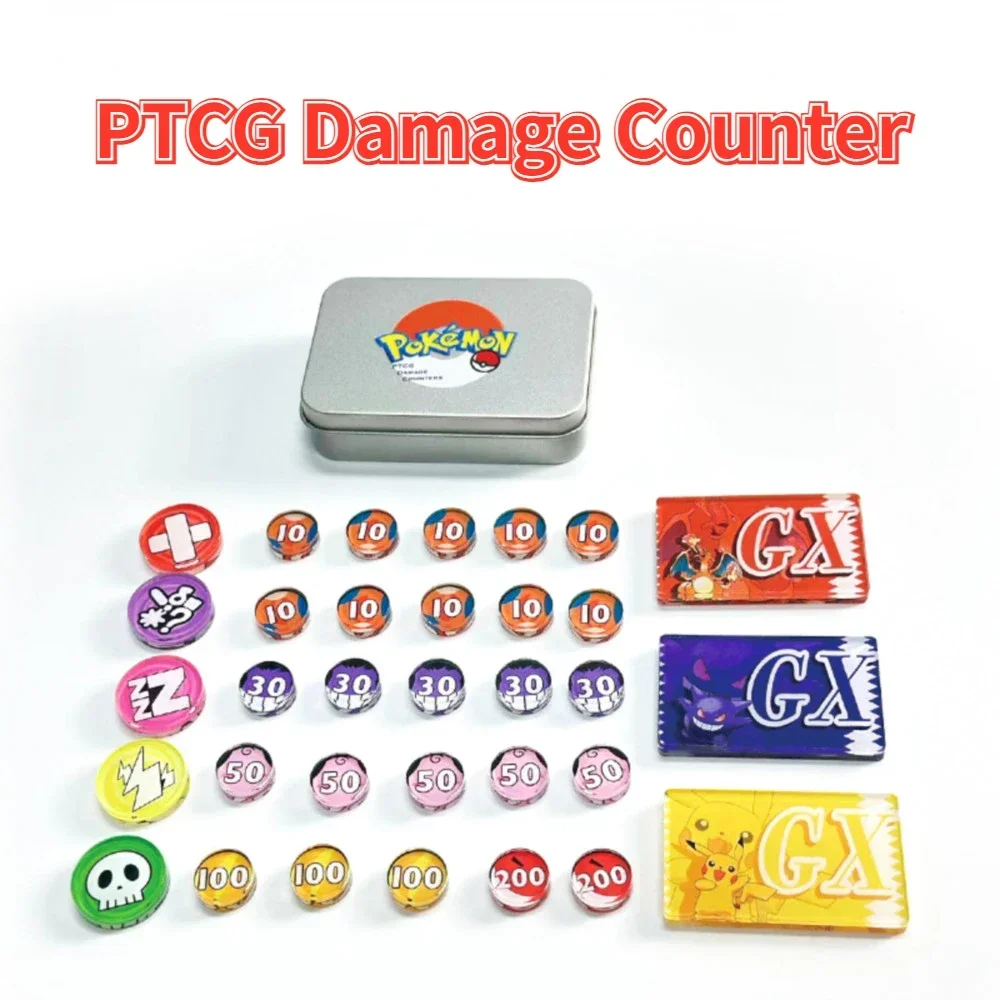 PTCG Pokemon Match Scoring Damage Counter Storage Box Board Role-playing Games Pikachu Charizard Card Games Duplex First Wave