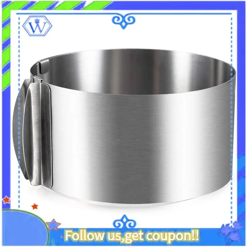 

A55P-Round Cake Mold 16-30Cm Telescopic Mousse Ring Adjustable Stretch Heightened Baking Cake Ring 15Cm High