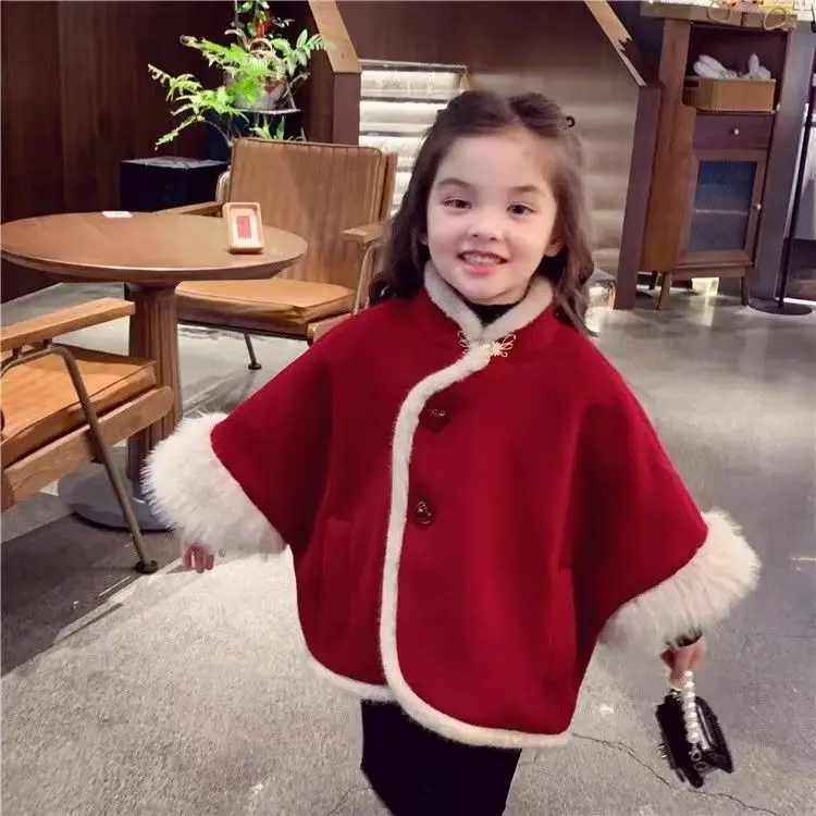 

Kawaii рождественское повседневное пальто для девочек, осенне-зимний модный трендовый плащ, универсальное новое стильное студенческое пальто, детская одежда