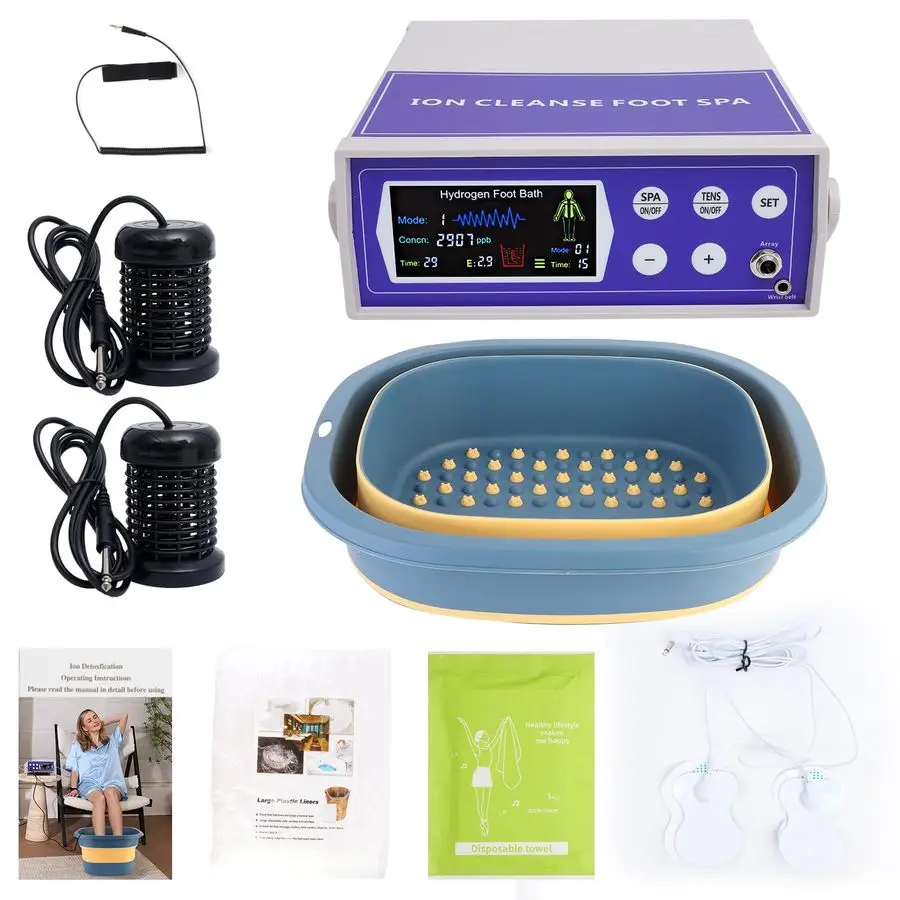 

Detox Foot Bath Machine, Feet Detox Machine Ionic Detox Foot SPA System with LED Display, Collapsible Foot Soaking Tub with Mass