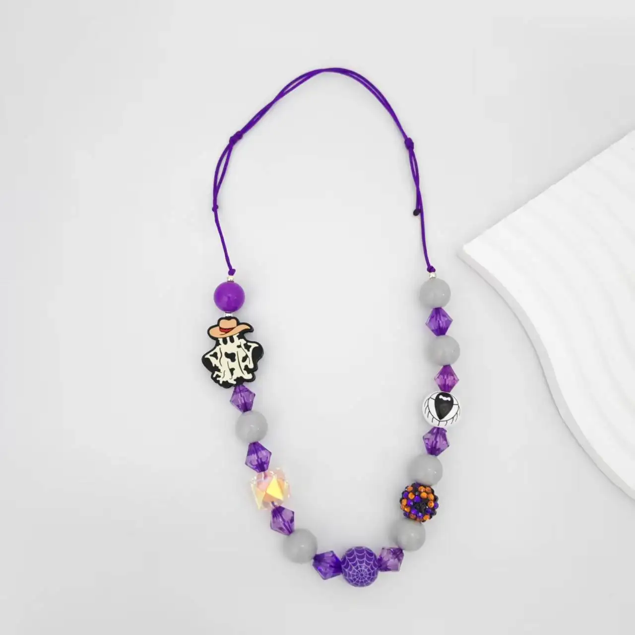 

Children Fashion Bead Necklace Ghost Spider Web Jewelry Accessories Kids Handmade Necklace Halloween